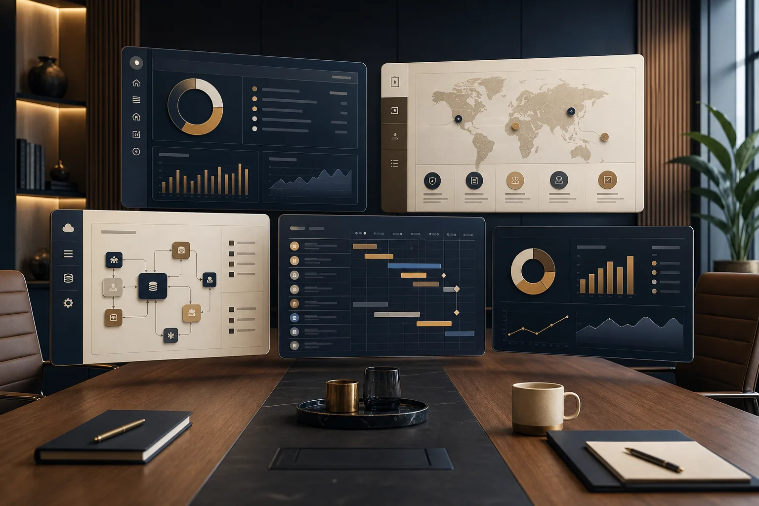 Enterprise programme operations dashboard showing ERP, delivery and reporting workflows